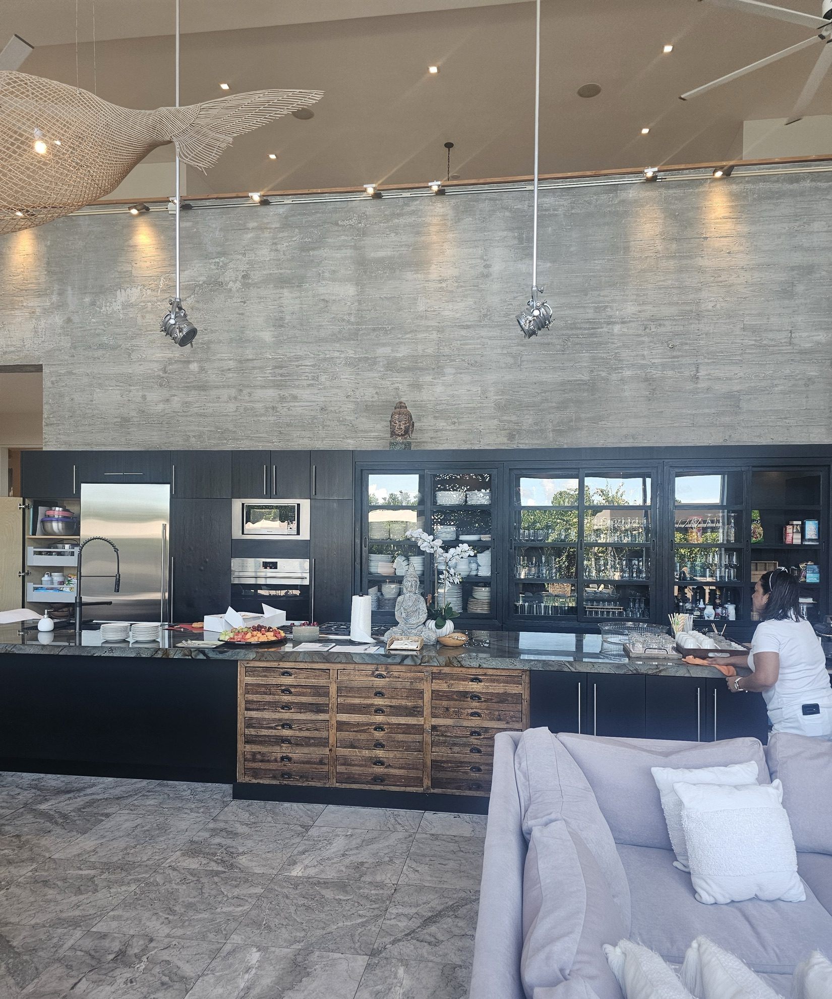 Modern kitchen with staff, by Juanita Harris